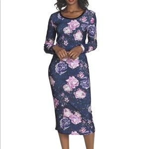 Long sleeve Floral Midi Dress
